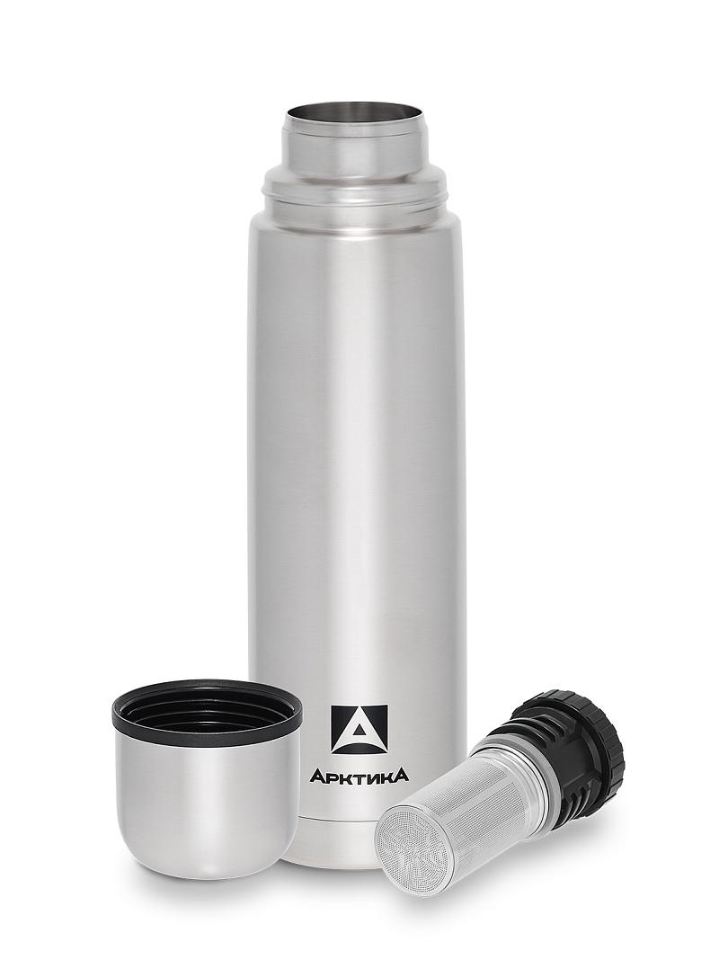 Термос 1л серии 101 стальной с узким горлом и пробкой с ситом - 3