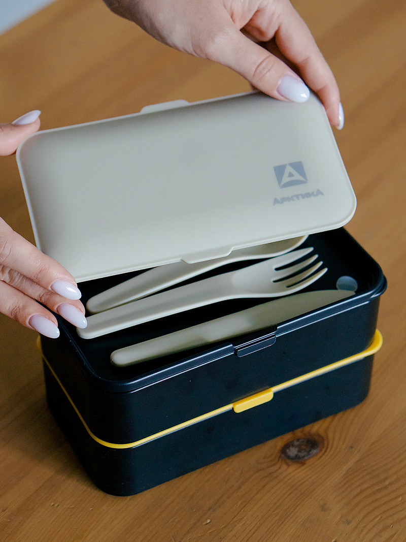 Ланч-бокс 1.2л серии 032 чёрный с двумя контейнерами - 4