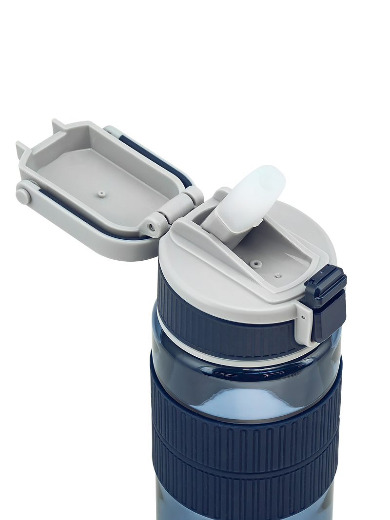 Тритановая бутылка 0.55л серии 722 синяя с манжетом и питьевой трубочкой - 6