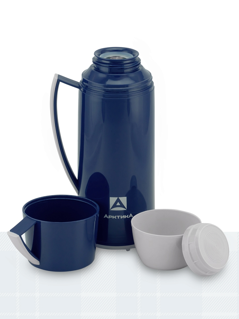 Термос 1л серии 1010 синий стеклянный - 2