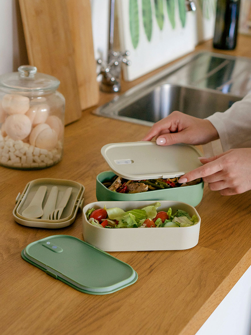 Ланч-бокс 1.35л серии 031 зелёный с двумя контейнерами - 10