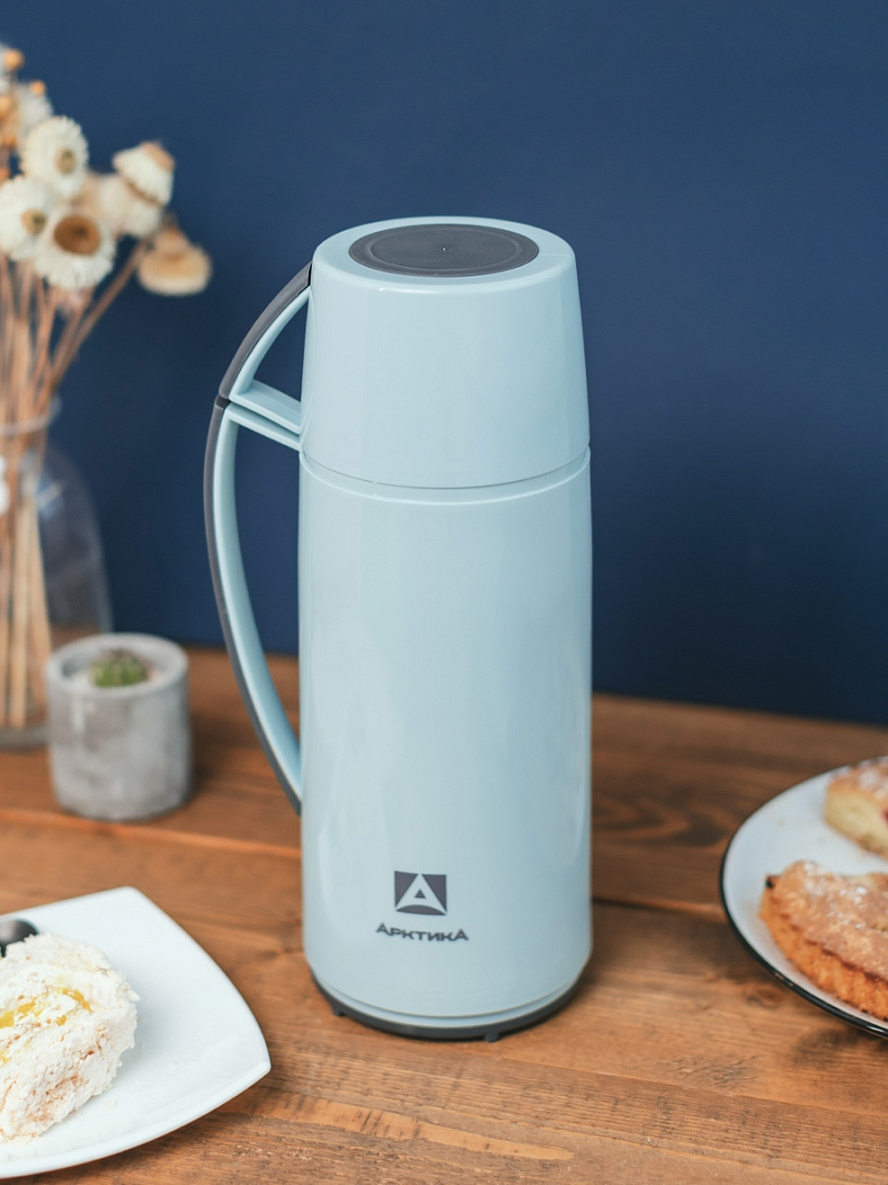 Термос 1.7л серии 1010 голубой стеклянный - 12