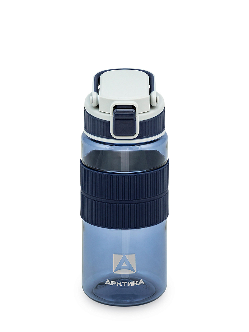 Тритановая бутылка 0.55л серии 722 синяя с манжетом и питьевой трубочкой - 1