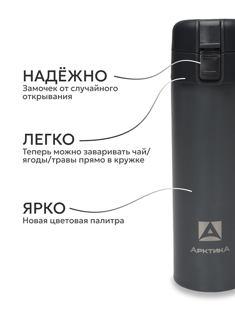 Термокружка 0.47л серии 703 «Графит» с ситечком (уценка) - 3