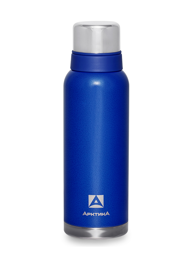 Термос 1.2л серии 106 синий с узким горлом и молотковой эмалью - 1