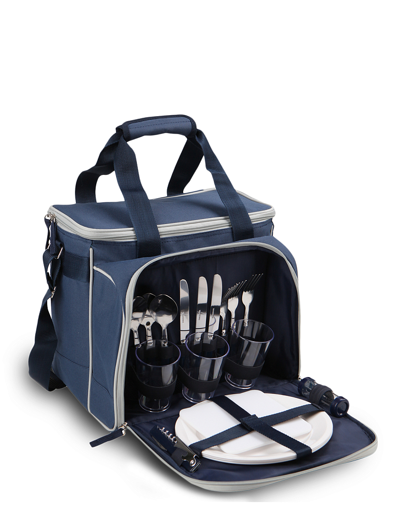 Сумка-холодильник серии 4100 синяя с набором посуды на 3 человека - 1