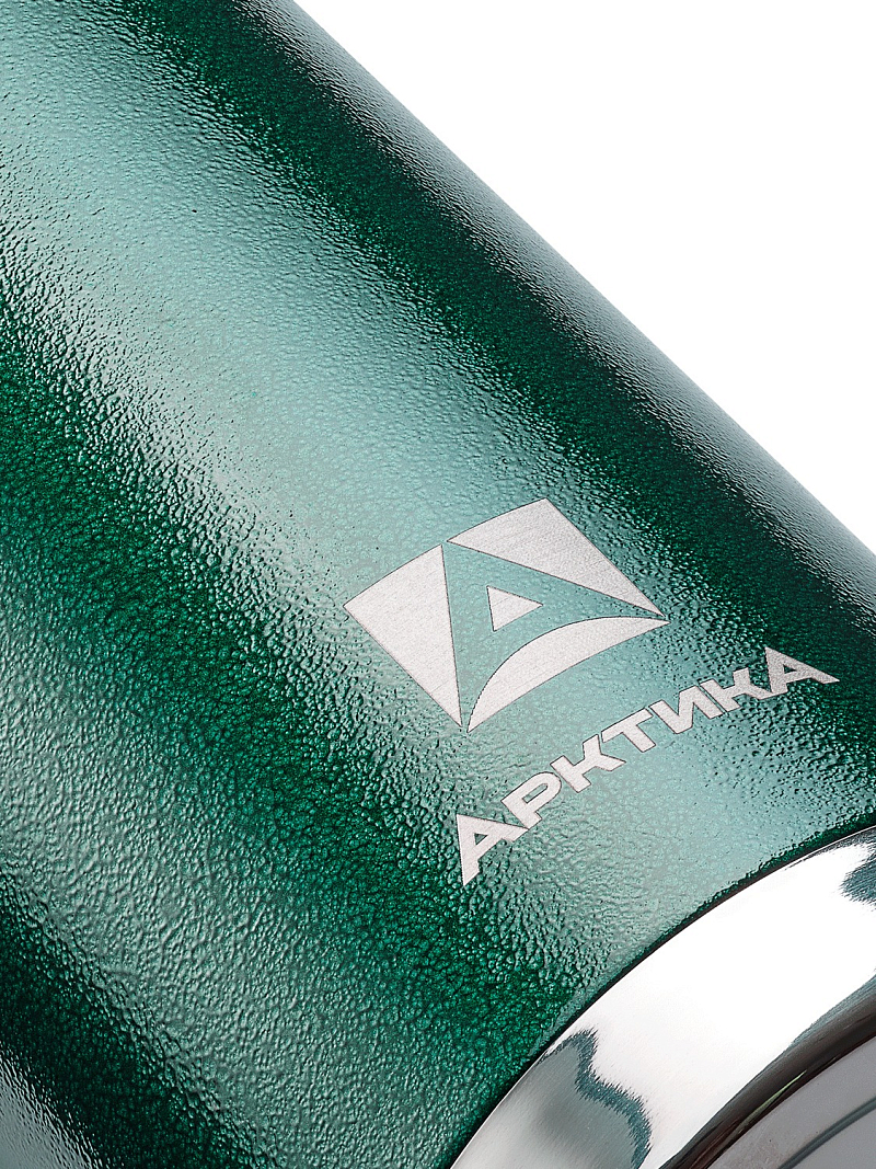 Термос серии 106 на 0.9л зелёный с ситечком и молотковой эмалью - 5