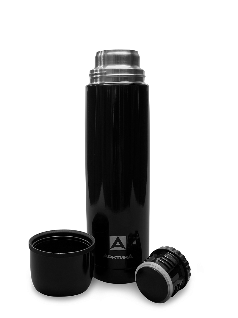 Термос 1л серии 102 чёрный глянцевый с узким горлом - 3