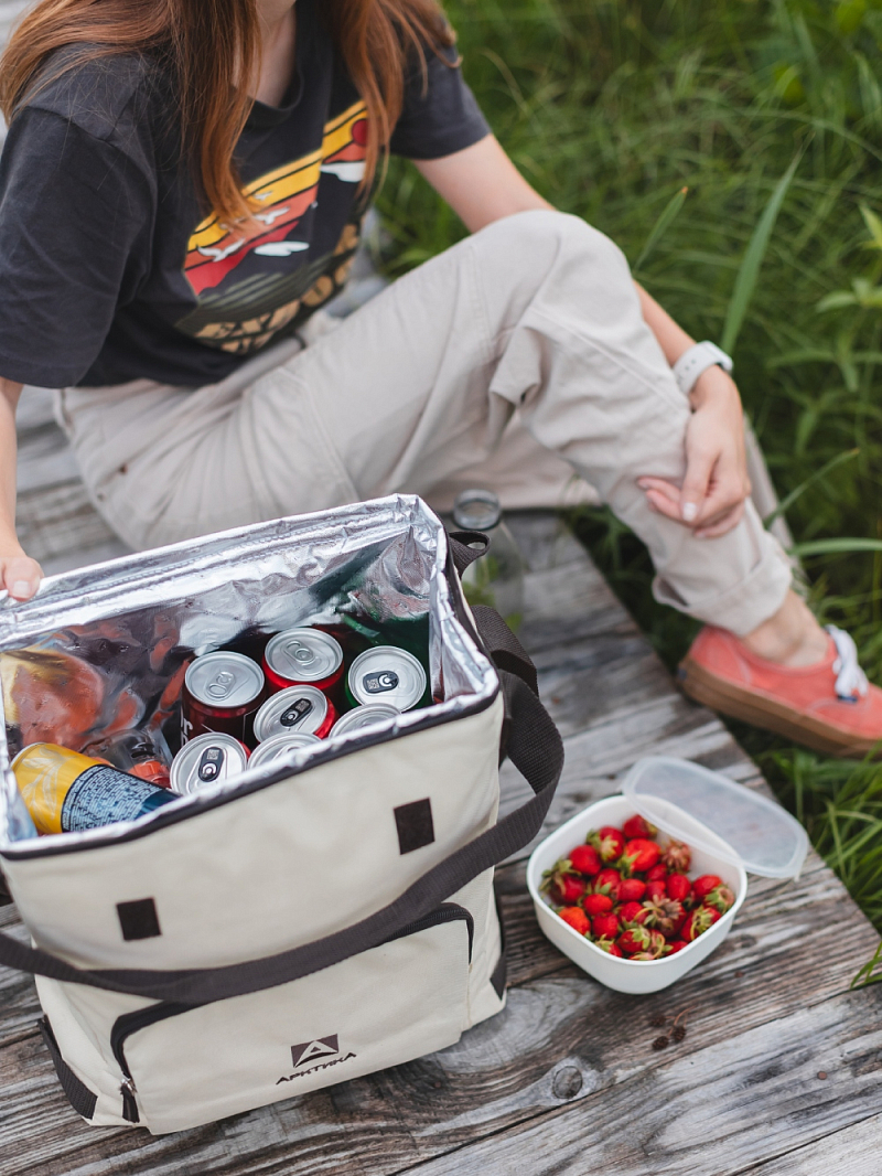 Термосумка-холодильник 20л серии 3001 бежевая с люком - 4