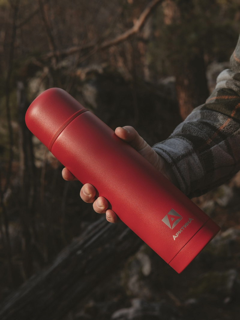 Термос 1л серии 101 «Гранат» текстурный с узким горлом - 2