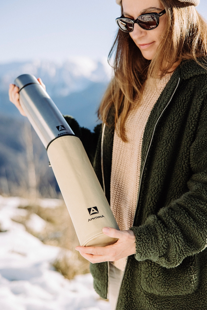 Термос 1л серии 101 стальной с узким горлом в чехле - 2