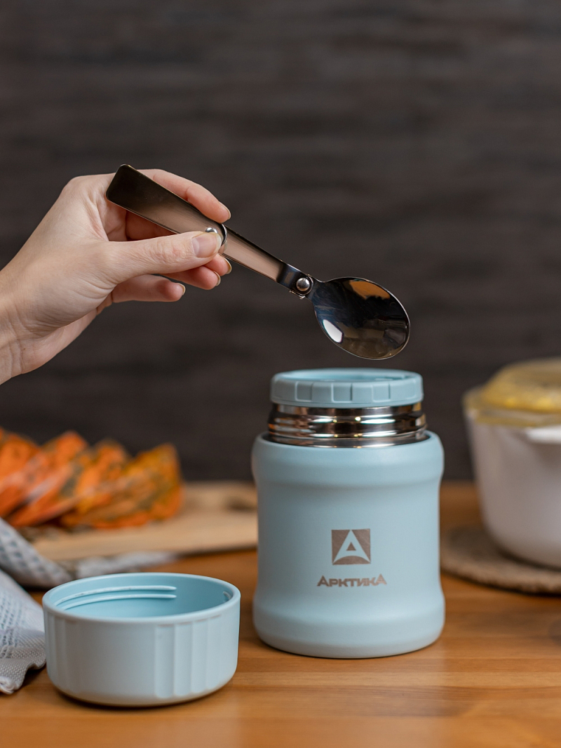 Термос 0.5л серии 311 для еды голубой компактный - 6