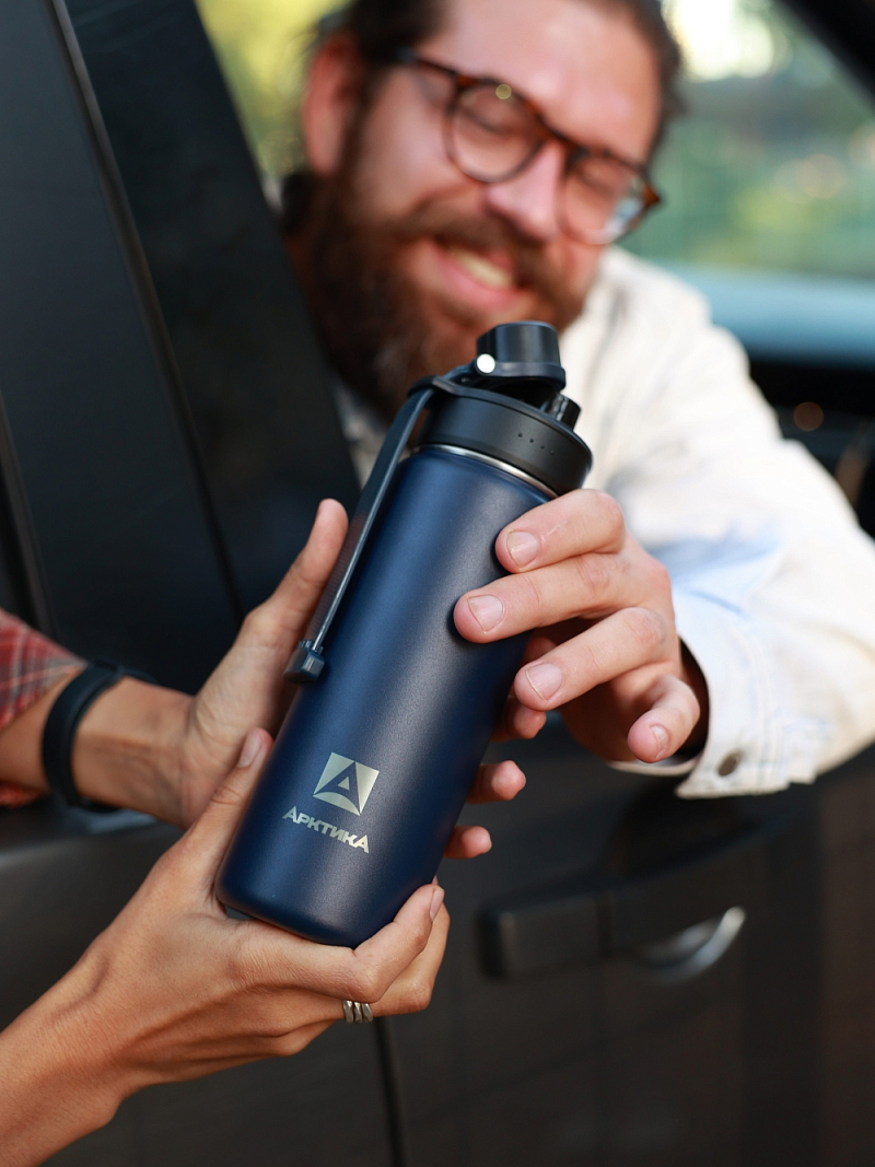 Термокружка 0.53л серии 708 синяя со спортивной крышкой - 2