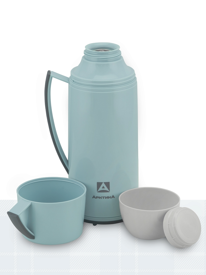 Термос 1.7л серии 1010 голубой стеклянный - 2