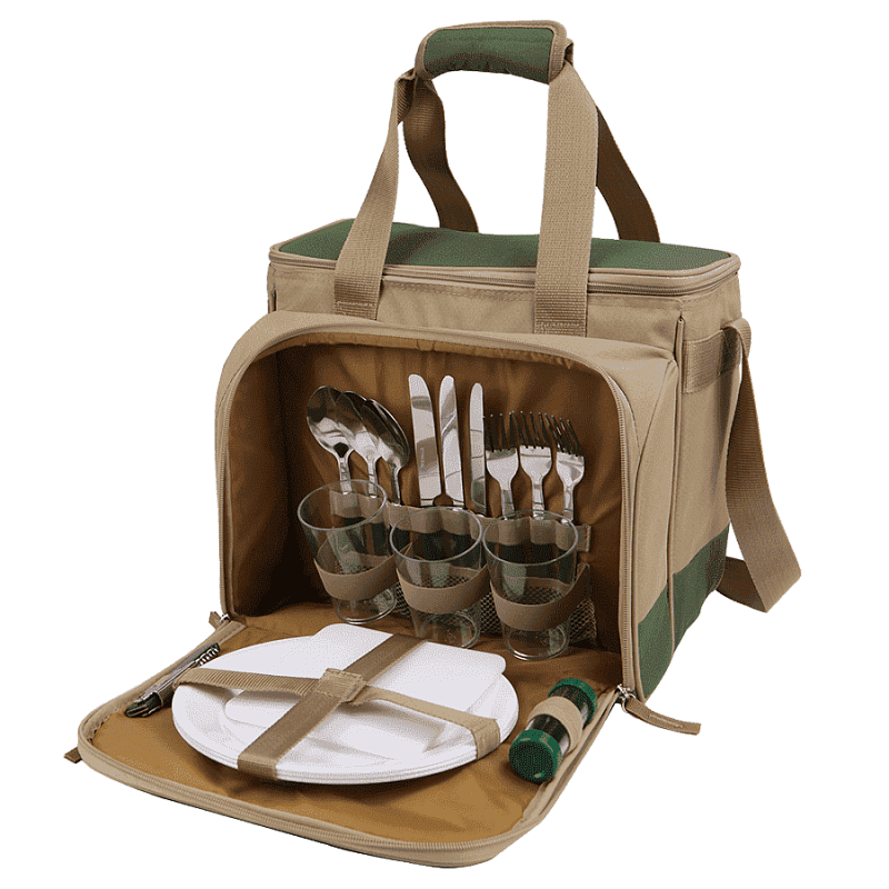 Сумка-холодильник серии 4100 зелёная с набором посуды на 3 человека - 2