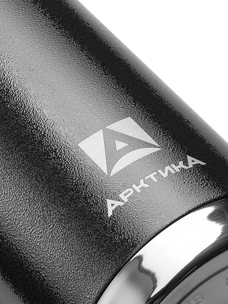 Термос 0.5л серии 106 чёрный с ситечком и молотковой эмалью - 5