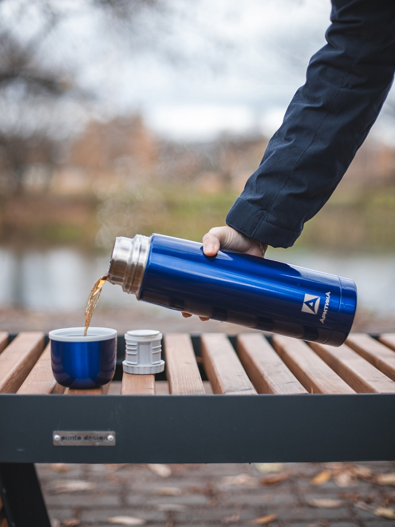  Термос 1л серии 102  синий с узким горлом - 5