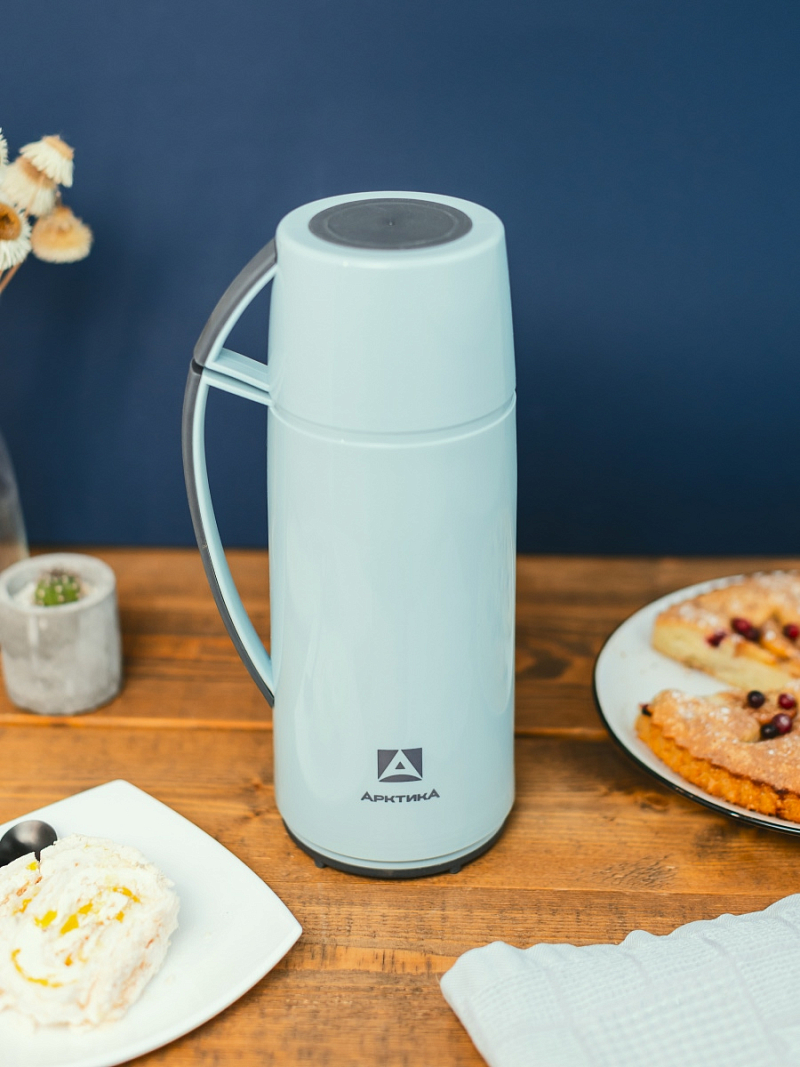 Термос 1л серии 1010 голубой стеклянный - 13