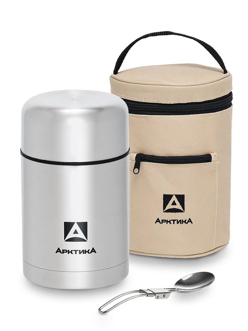 Термос 0.75л серии 301 для еды стальной с широким горлом и чехлом - 1