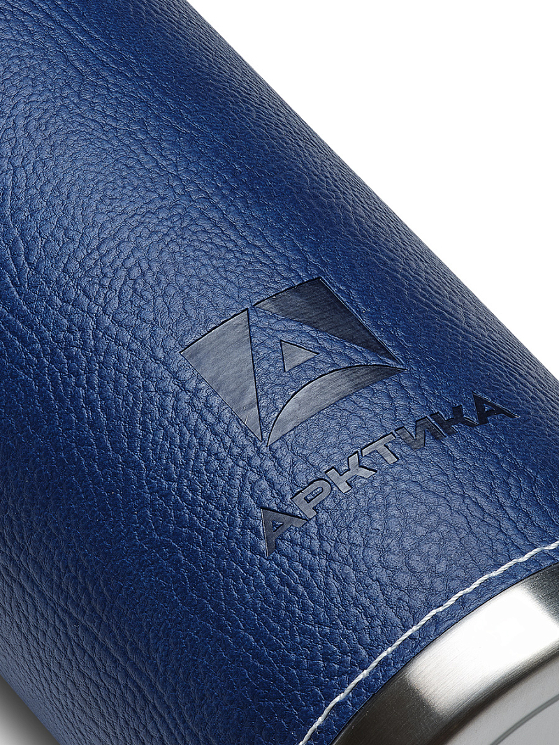 Термос 0.7л серии 108 с синей оплёткой из экокожи - 3