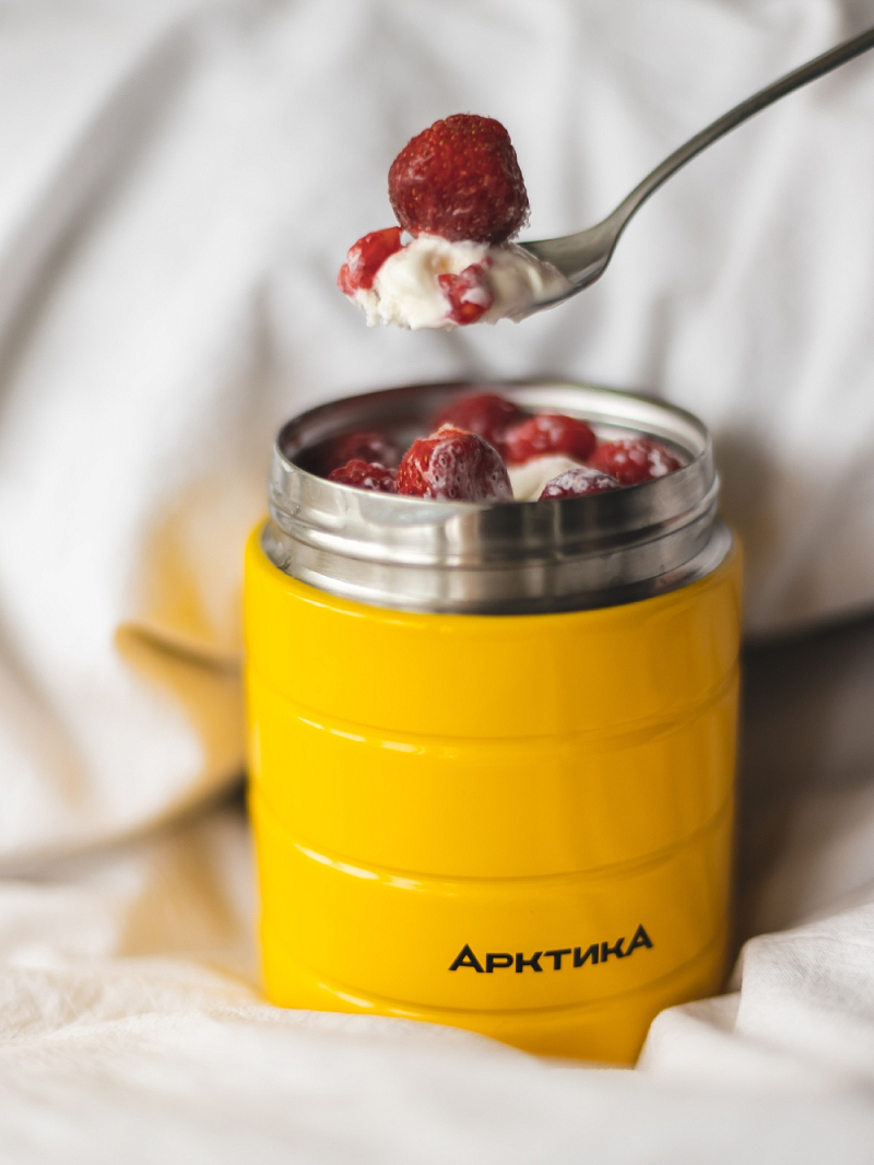 Термос 0.48л серии 307 для еды жёлтый компактный - 4