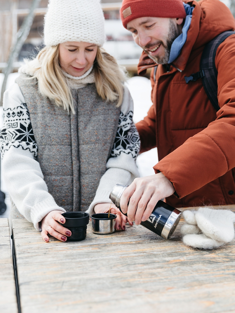 Термос 0.5л серии 106 чёрный с узким горлом и молотковой эмалью - 4