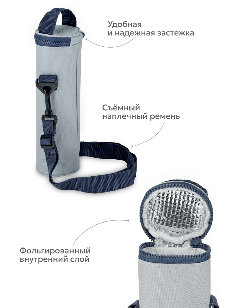 Серый термочехол для питьевого термоса на 0.5л - 5