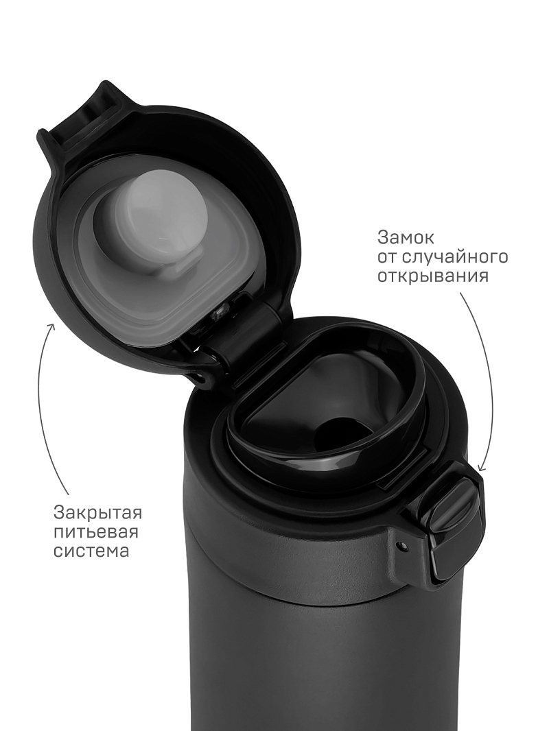 Термокружка 0.52л серии 701 чёрная с закрытой питьевой системой - 8