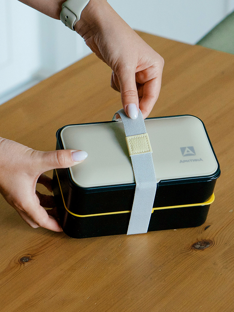 Ланч-бокс 1.2л серии 032 чёрный с двумя контейнерами - 2