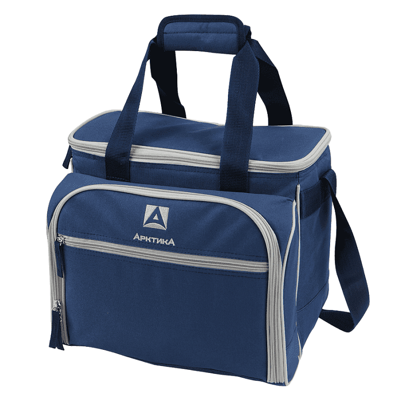 Синяя сумка-холодильник с набором посуды на 4 человека (уценка) - 1