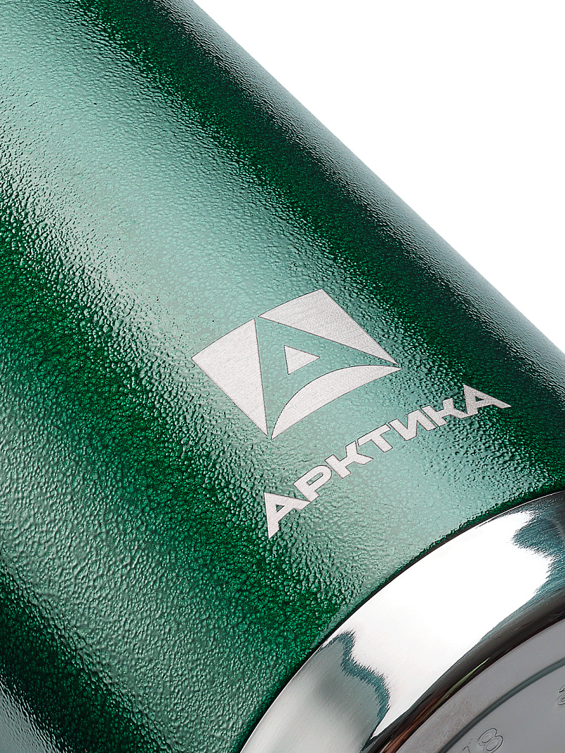 Термос серии 106 на 0.75л зелёный с ситечком и молотковой эмалью - 5