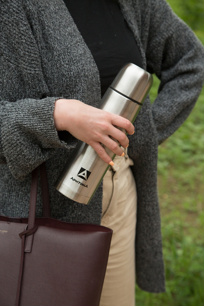 Термос 0.75л серии 101 стальной с узким горлом в чехле - 6