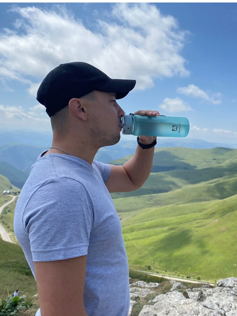 Тритановая бутылка 0.5л серии 720 матовая голубая с ситечком - 4