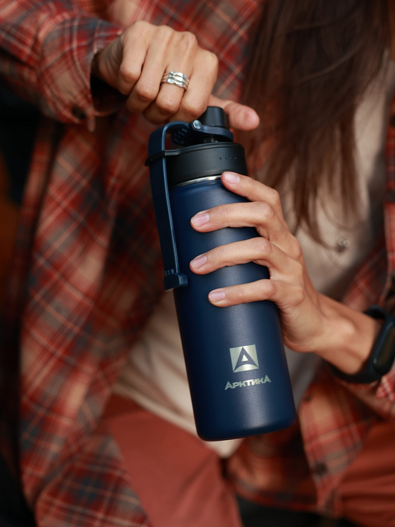 Термокружка 0.53л серии 708 синяя со спортивной крышкой - 6