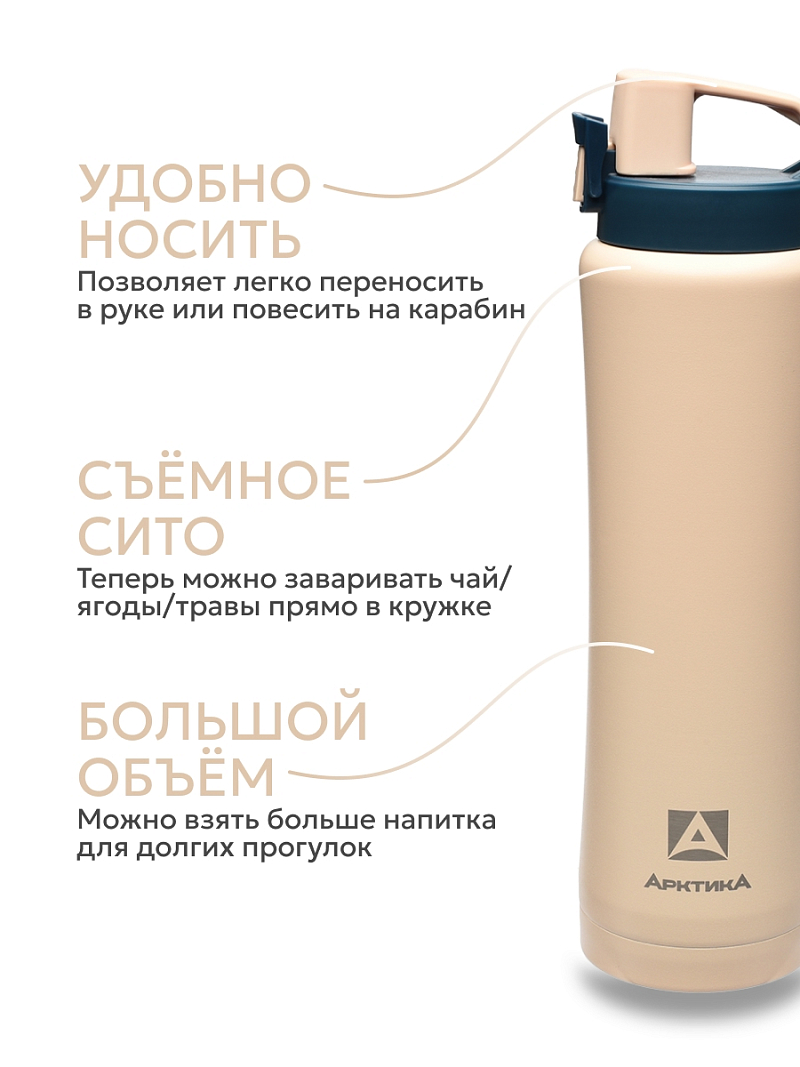 Термокружка 0.75л серии 702 «Сититерм» «Песок» с ситечком (уценка) - 3