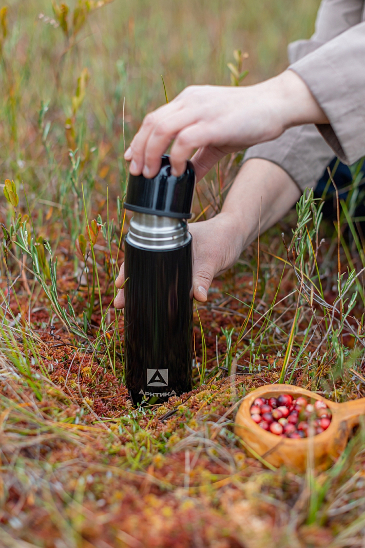 Термос 0.5л серии 102 чёрный глянцевый с узким горлом - 4