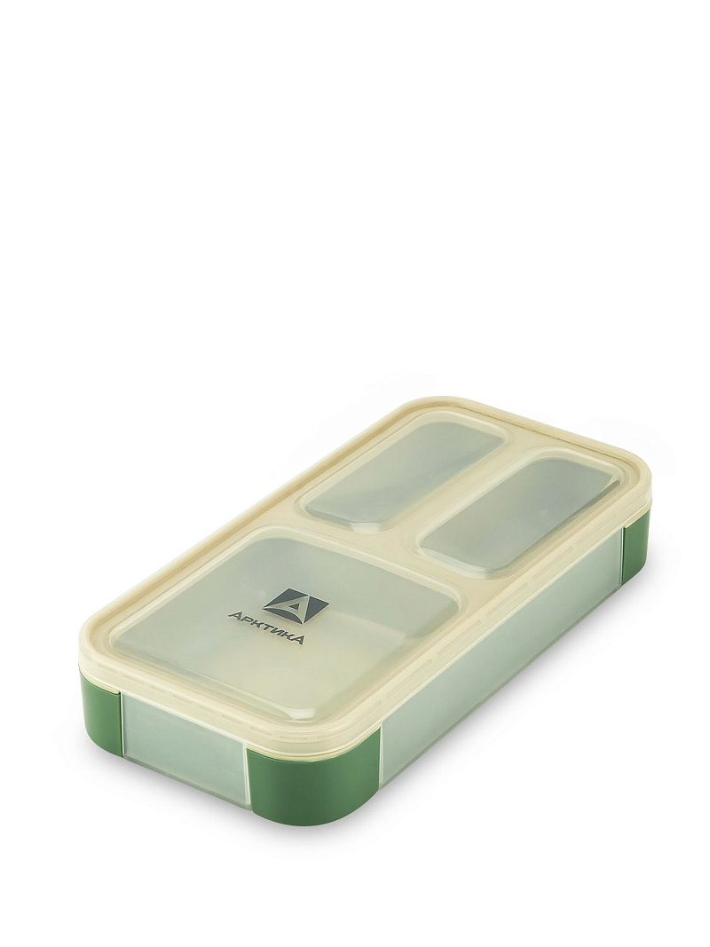 Ланч-бокс 0.42л серии 034 зелёный с отделениями - 1