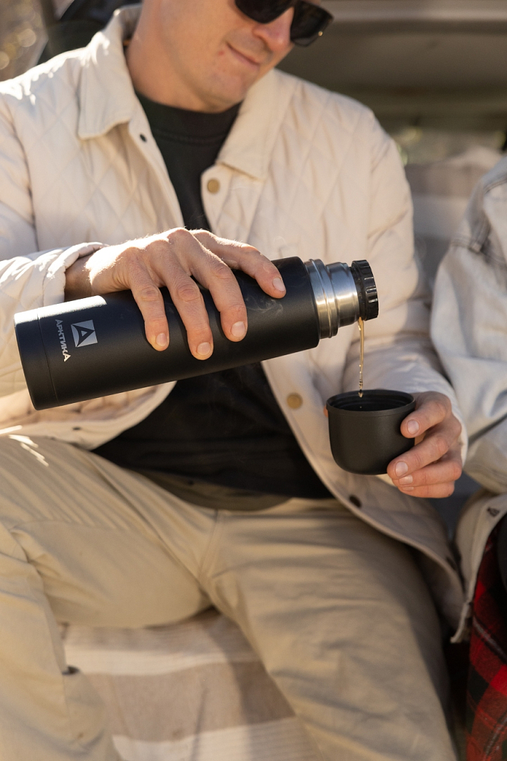 Термос 1л серии 102 чёрный текстурный с узким горлом - 6