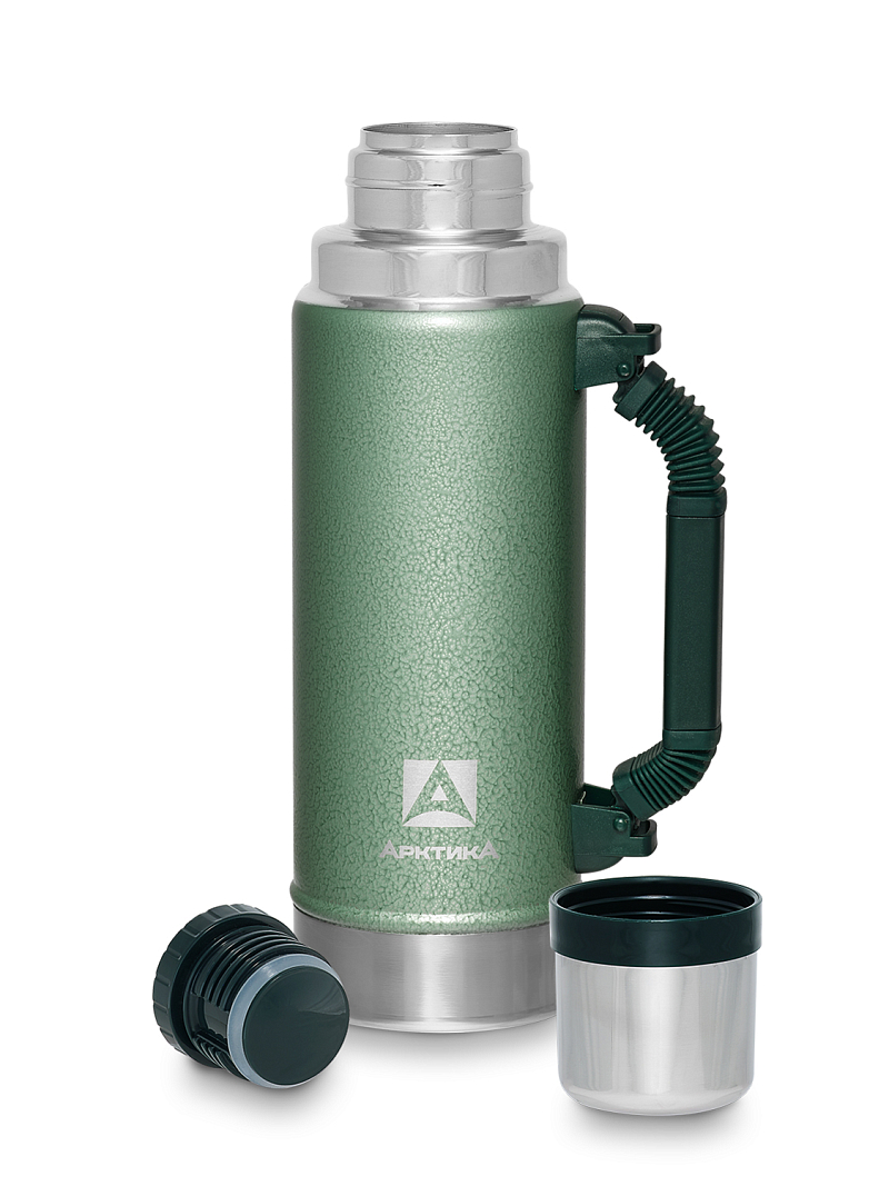 Термос 1.25л серии 106P «УАЗИК» зелёный с ручкой - 3