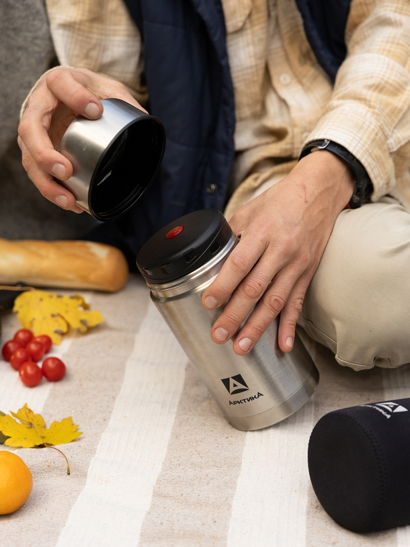 Термос 1л серии 301 для еды стальной с широким горлом - 6