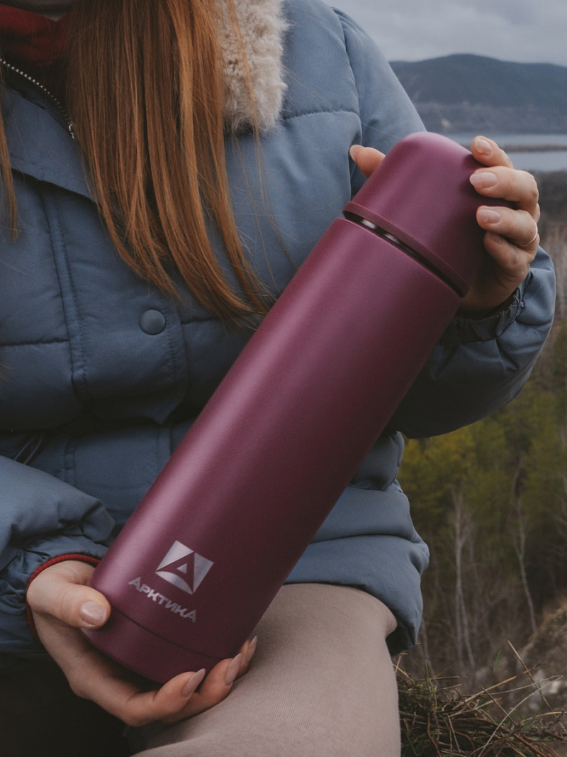 Термос 1л серии 101 «Вишня» текстурный с узким горлом - 4