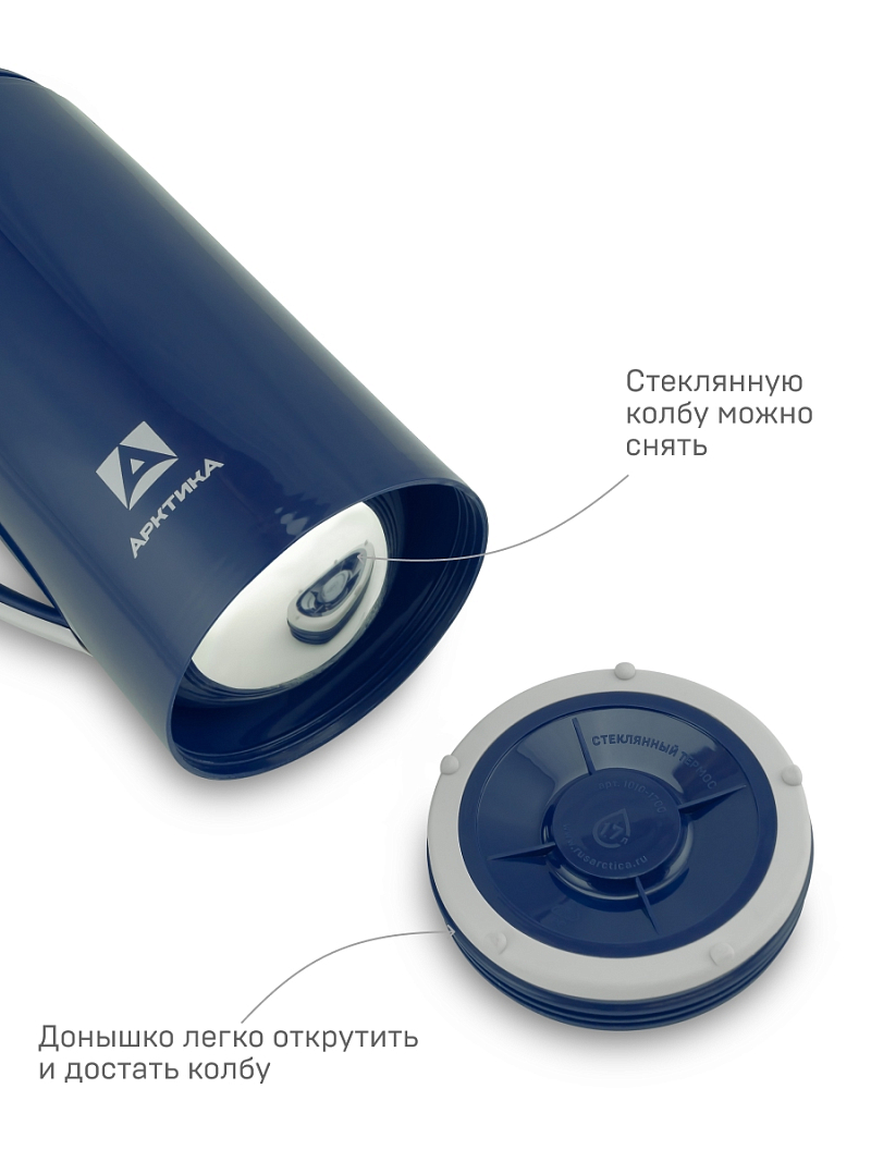 Термос 1.7л серии 1010 синий стеклянный - 7