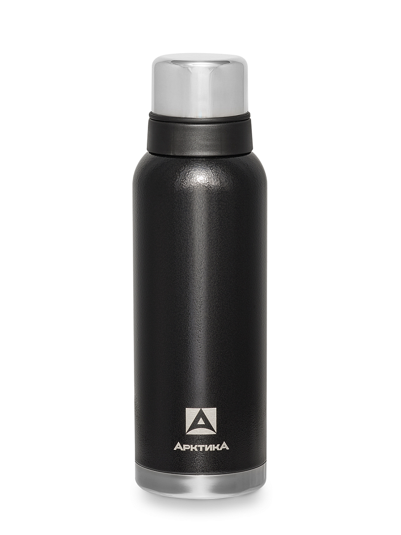 Термос 1.2л серии 106 чёрный с узким горлом и молотковой эмалью - 1