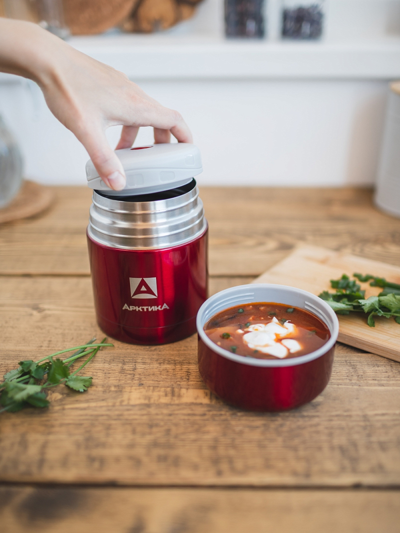 Термос 0.5л серии 302 красный с широким горлом - 5
