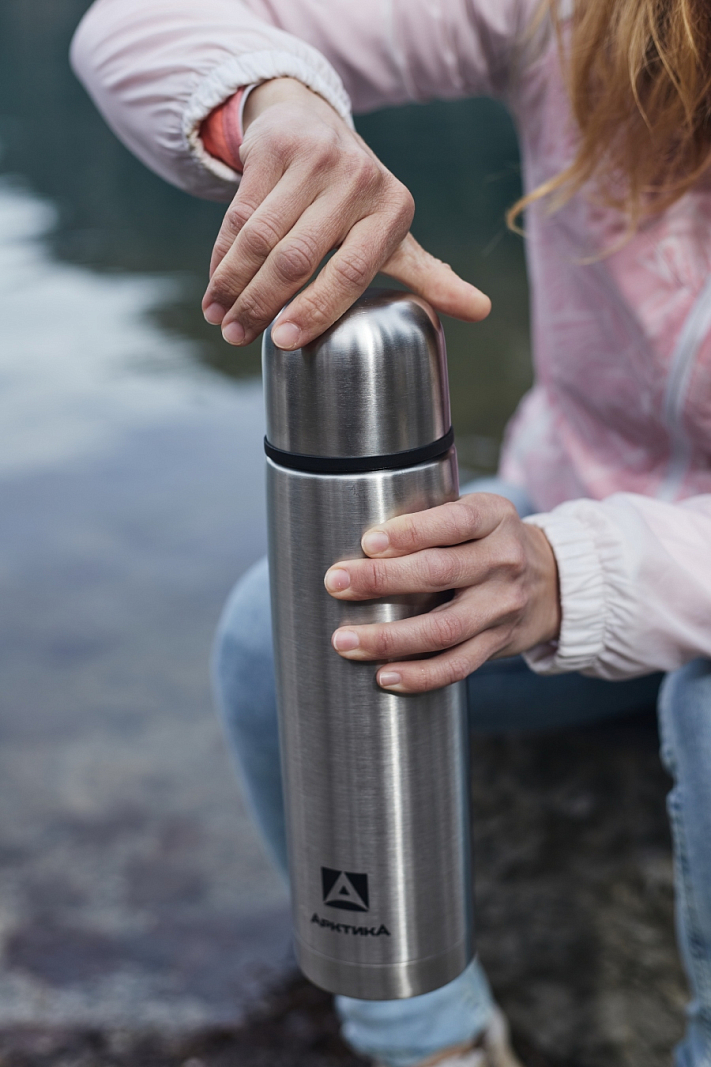 Термос 1л серии 101 стальной с узким горлом и пробкой с ситом - 6