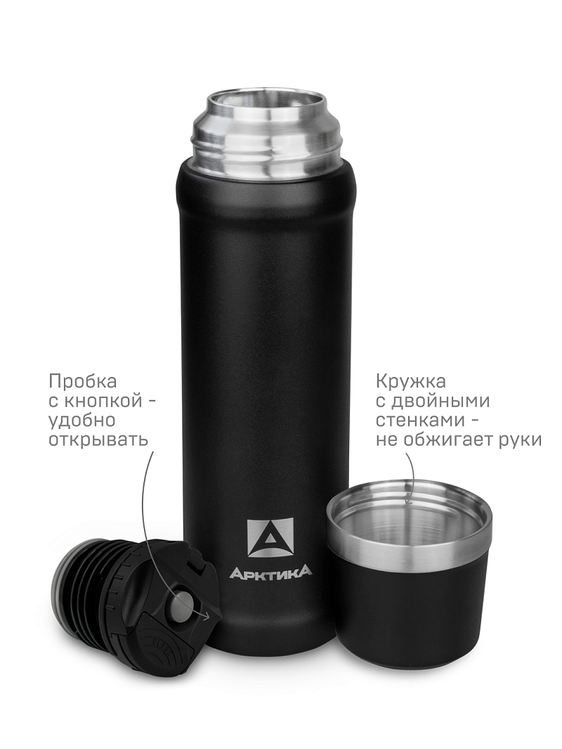 Термос 0.6л серии 111 чёрный с питьевой системой - 4