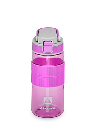 Лавандовая тритановая бутылка 722 с манжетом и питьевой трубочкой на 0.55л