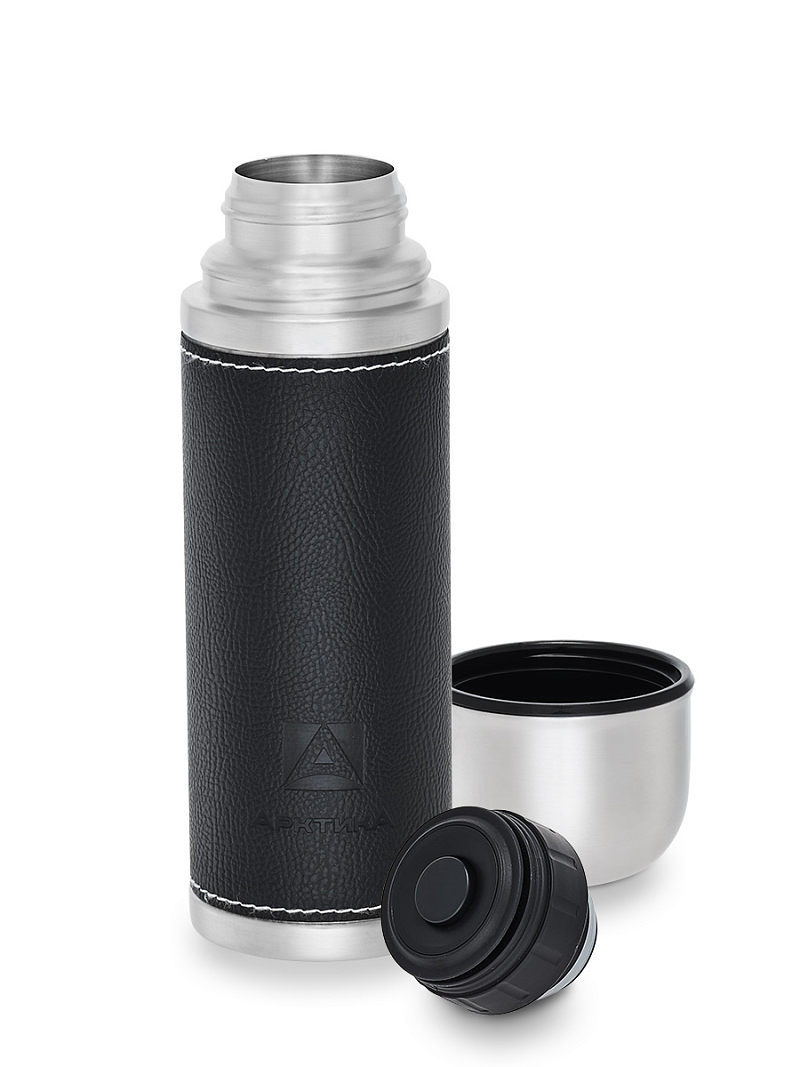 Термос 0.5л серии 108 с чёрной оплёткой из экокожи - 2