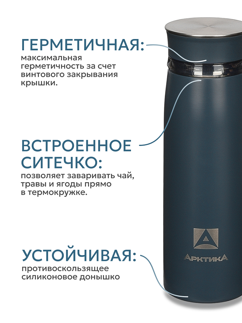 Термокружка 0.42л серии 715 «Индиго» с ситечком - 3