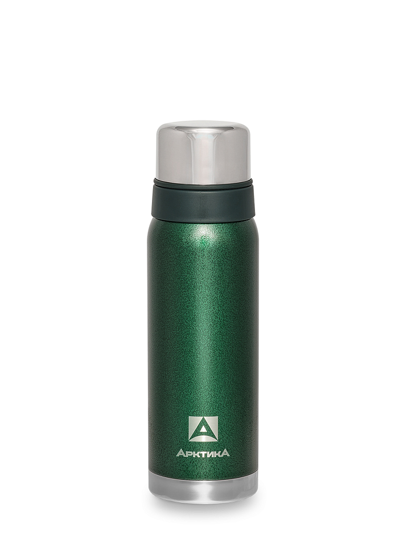 Термос 0.75л серии 106 зелёный с узким горлом и молотковой эмалью - 1